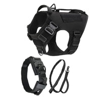 HKM-143571 Adjustable Tactical Dog Vest for Medium to Large Dogs with Quick Release Chest Strap and Complete Set (Collar & Leash)