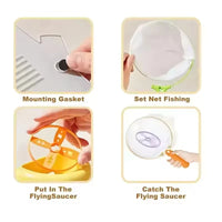 HKM-143635 Flying Saucer Launcher Capture Game for Kids - Outdoor Plastic Toy Set