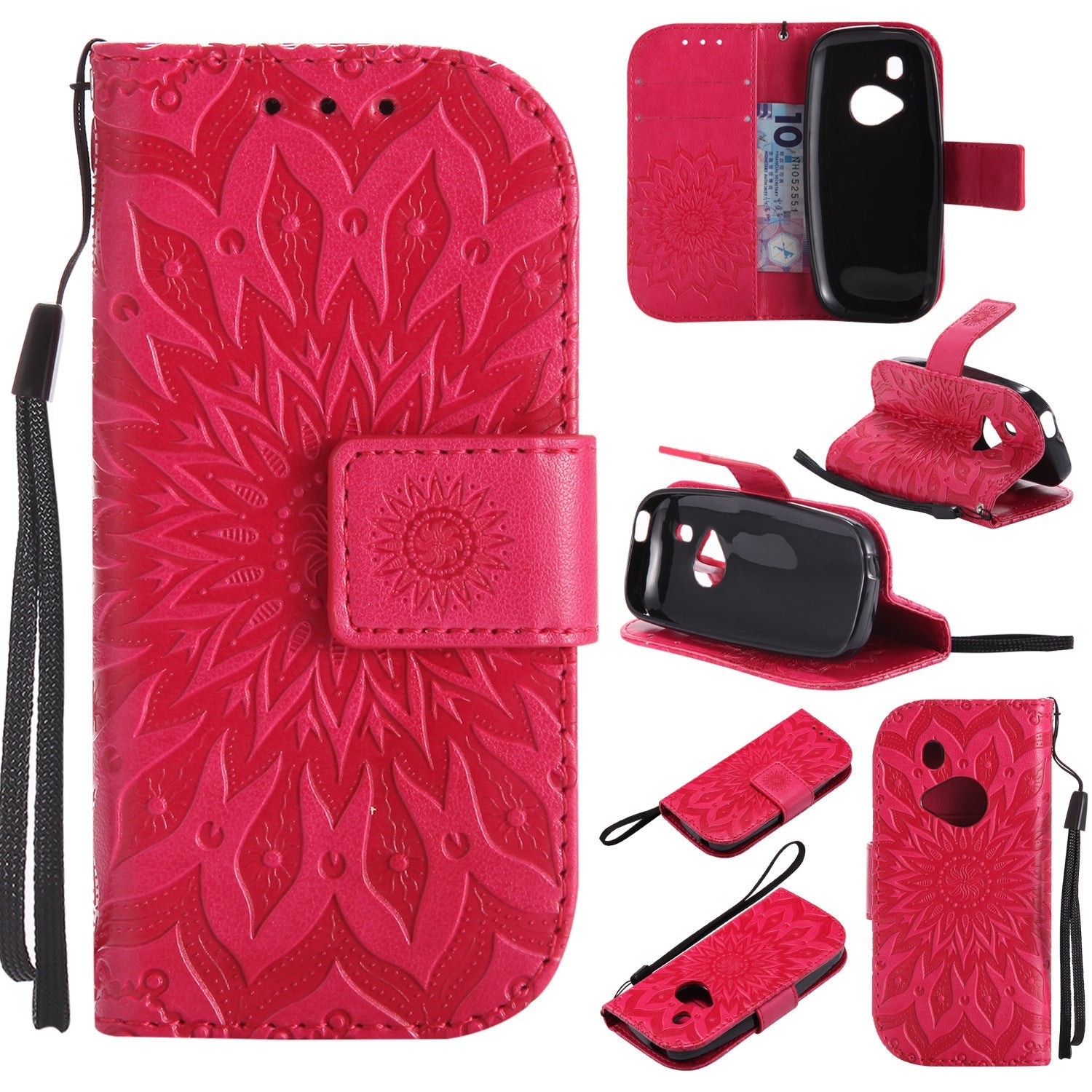 HKM-143635 Sun Embossed Leather Phone Case - Durable PU TPU Material, Shockproof & Scratch-Resistant Protection, Multiple Color Options