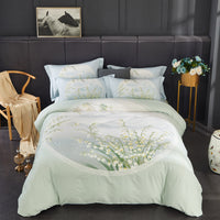HKM-143699 Four-Piece Floral and Horse Print Cotton Bedding Set in Standard and Enlarged Sizes