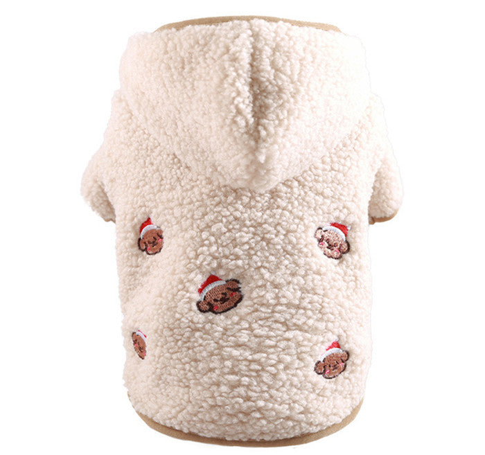 HKM-143827 Cozy Fleece Winter Coat for Dogs and Cats with Adorable Lamb Hat Design