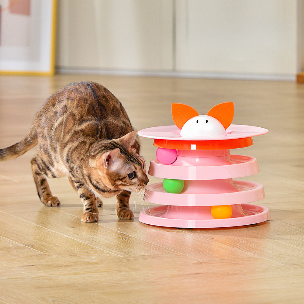 HKM-143827 Rotating Four-layer Cat Plate, Interactive Educational Toy Multicolor To Relieve Boredom