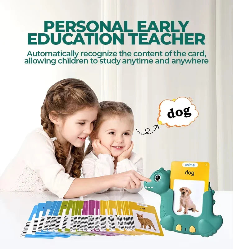 HKM-143955 Educational Dinosaur Card Learning Machine for Early Childhood Development - German and English Speaking Puzzle Toy
