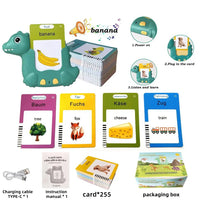 HKM-143955 Educational Dinosaur Card Learning Machine for Early Childhood Development - German and English Speaking Puzzle Toy