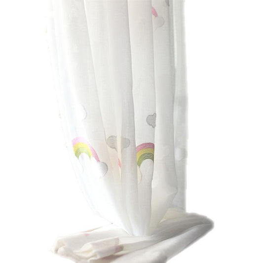 HKM-144083 Rainbow Gauze Curtains with Pastoral Embroidery for Children's Rooms and Balconies