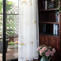 HKM-144083 Rainbow Gauze Curtains with Pastoral Embroidery for Children's Rooms and Balconies