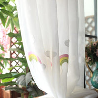 HKM-144083 Rainbow Gauze Curtains with Pastoral Embroidery for Children's Rooms and Balconies