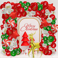 HKM-144147 Christmas and New Year Balloon Set - Round Latex Balloons in White, Red, and Green - Available in Multiple Sizes