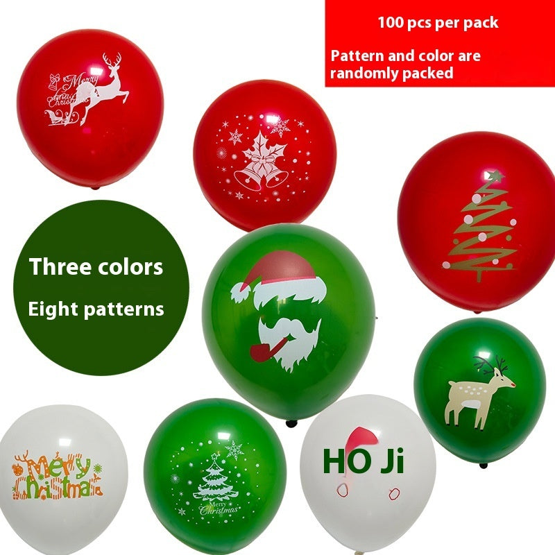 HKM-144147 Christmas and New Year Balloon Set - Round Latex Balloons in White, Red, and Green - Available in Multiple Sizes