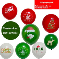 HKM-144147 Christmas and New Year Balloon Set - Round Latex Balloons in White, Red, and Green - Available in Multiple Sizes