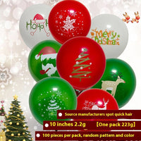 HKM-144147 Christmas and New Year Balloon Set - Round Latex Balloons in White, Red, and Green - Available in Multiple Sizes