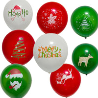 HKM-144147 Christmas and New Year Balloon Set - Round Latex Balloons in White, Red, and Green - Available in Multiple Sizes
