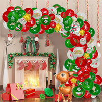 HKM-144147 Christmas and New Year Balloon Set - Round Latex Balloons in White, Red, and Green - Available in Multiple Sizes