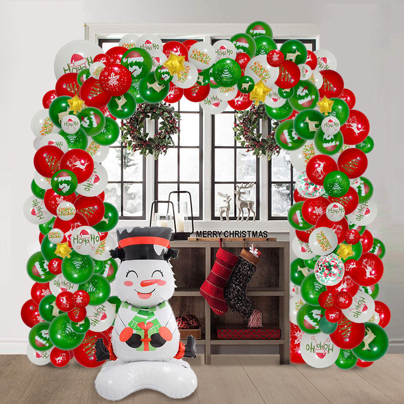HKM-144147 Christmas and New Year Balloon Set - Round Latex Balloons in White, Red, and Green - Available in Multiple Sizes