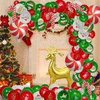 HKM-144147 Christmas and New Year Balloon Set - Round Latex Balloons in White, Red, and Green - Available in Multiple Sizes