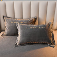 HKM-144211 Milk Velvet Embroidery Four-Piece Bedding Set for Various Bed Sizes