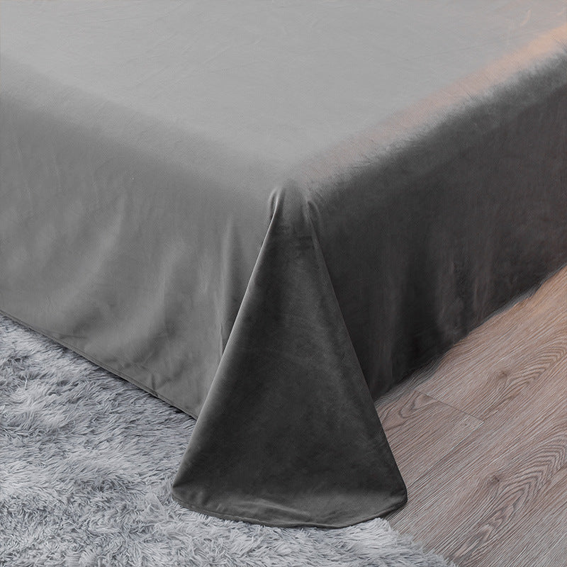 HKM-144211 Milk Velvet Embroidery Four-Piece Bedding Set for Various Bed Sizes