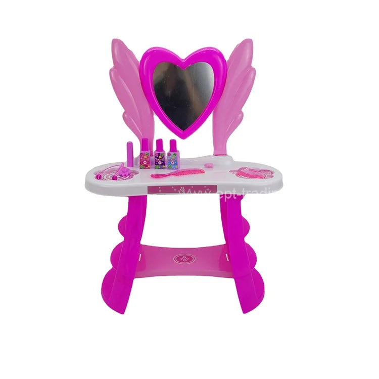 KTX-144211 Miniature Makeup Set with Hand Carry Chair and Dressing Table for Pretend Play