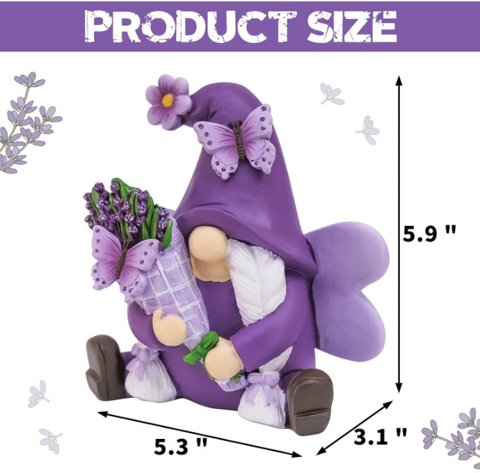 HKM-144339 Lavender Resin Craft for Outdoor Garden Décor in Purple Dwarf Design