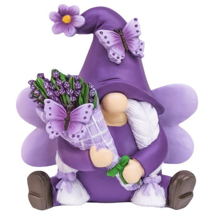 HKM-144339 Lavender Resin Craft for Outdoor Garden Décor in Purple Dwarf Design