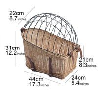 HKM-144403 Honey Color Rattan Rear Bicycle Basket for Pets and Cargo