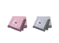 HKM-144531 Cotton Knitted Alpaca Stroller Cover Quilt for Boys and Girls in Gray and Pink