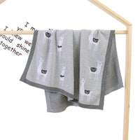 HKM-144531 Cotton Knitted Alpaca Stroller Cover Quilt for Boys and Girls in Gray and Pink