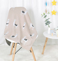 HKM-144531 Cotton Knitted Alpaca Stroller Cover Quilt for Boys and Girls in Gray and Pink