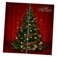 HKM-144659 Christmas Themed 3D Window Curtains for Living Room or Bedroom, Light-Blocking Polyester Panels, Set of 2
