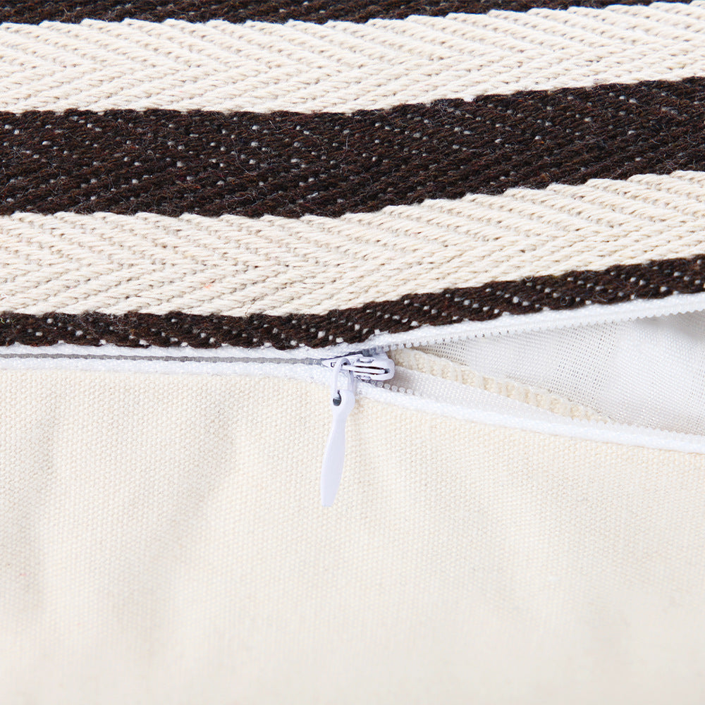 HKM-144659 Retro PU Leather Striped Pillow Cover for Nordic Style Living Room, 45x45CM