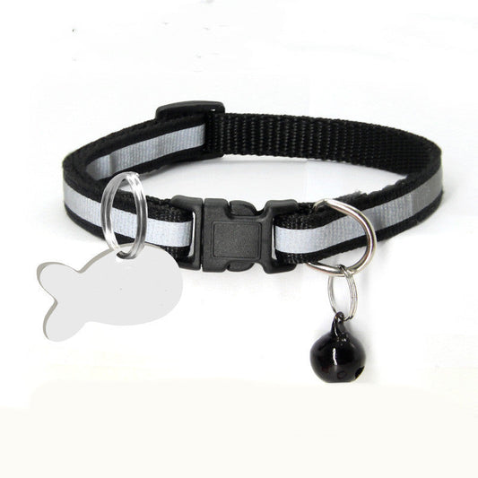 HKM-144723 Reflective Nylon Collar for Dogs and Cats with Fish Tag - Multiple Colors Available