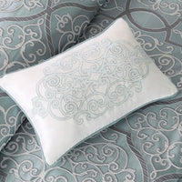 HKM-144851 12 Piece Blue Comforter Set with Cotton Sheets for California King Beds