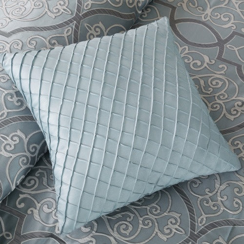 HKM-144851 12 Piece Blue Comforter Set with Cotton Sheets for California King Beds