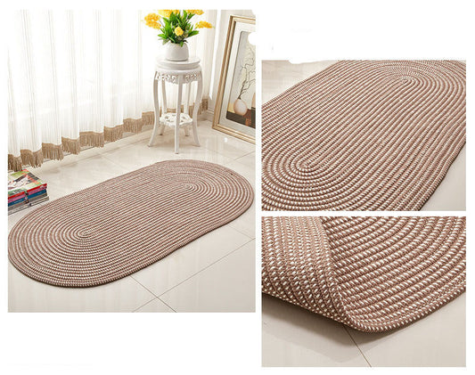 HKM-144915 Rope Woven Oval Carpet for Living Room, Bedroom, and Coffee Table - Machine Washable, Environmentally Friendly, Multiple Sizes Available