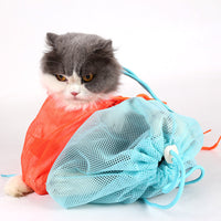 HKM-145235 Polyester Scrambled Cat Cleaning Bag with Mesh - Anti-Scratch Nursing & Bathing Tool