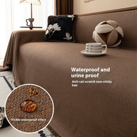 HKM-145427 Teddy Plush Waterproof All-Season Sofa Cover - Non-Slip, Anti-Scratch, Dustproof