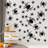 HKM-145491 Self-Adhesive Wall Stickers - 12 Big Spider and 28 Bat Set for Halloween Decor