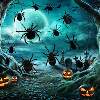 HKM-145491 Self-Adhesive Wall Stickers - 12 Big Spider and 28 Bat Set for Halloween Decor
