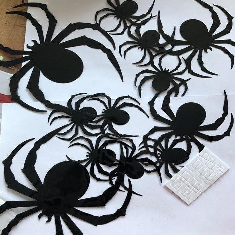 HKM-145491 Self-Adhesive Wall Stickers - 12 Big Spider and 28 Bat Set for Halloween Decor