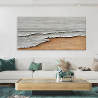HKM-145619 Hand-Painted Abstract Oil Painting on Canvas – Textured Seaside Landscape for Home and Office Décor