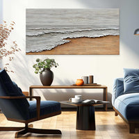 HKM-145619 Hand-Painted Abstract Oil Painting on Canvas – Textured Seaside Landscape for Home and Office Décor