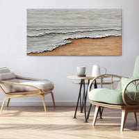 HKM-145619 Hand-Painted Abstract Oil Painting on Canvas – Textured Seaside Landscape for Home and Office Décor