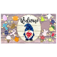 HKM-145811 3D Stereo Wooden Welcome Doorplate with Decorative Characters for Various Occasions