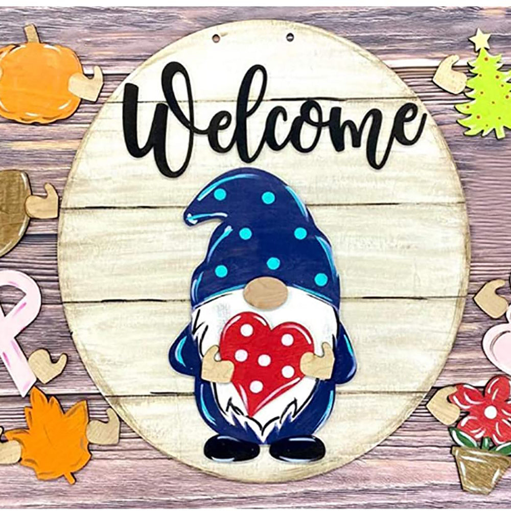 HKM-145811 3D Stereo Wooden Welcome Doorplate with Decorative Characters for Various Occasions