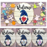 HKM-145811 3D Stereo Wooden Welcome Doorplate with Decorative Characters for Various Occasions