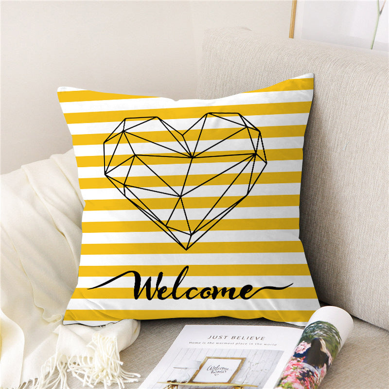 HKM-145811 Peach Skin Velvet Pillow Cover - Cotton Flax Cushion Case for Home Décor