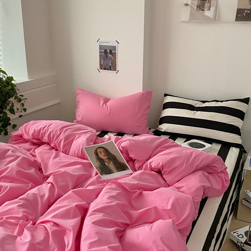 HKM-146003 Cotton Four-Piece Bed Sheet and Duvet Cover Set Available in Multiple Sizes