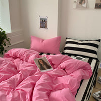 HKM-146003 Cotton Four-Piece Bed Sheet and Duvet Cover Set Available in Multiple Sizes