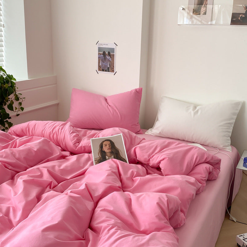 HKM-146003 Cotton Four-Piece Bed Sheet and Duvet Cover Set Available in Multiple Sizes