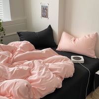 HKM-146003 Cotton Four-Piece Bed Sheet and Duvet Cover Set Available in Multiple Sizes
